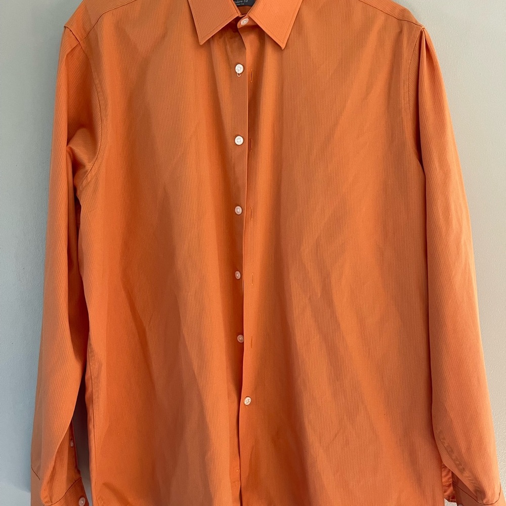 Perry Ellis Portfolio Men’s Button Down Shirt - Orange